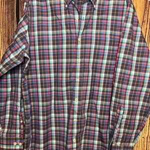 Peter Millar Blue and Red Casual Button Down Shirt